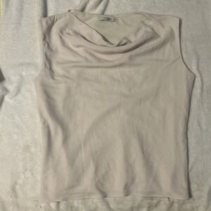 MM.LaFleur New York XL Sleeveless Cowl Neck Blouse Ivory Career Silk Top